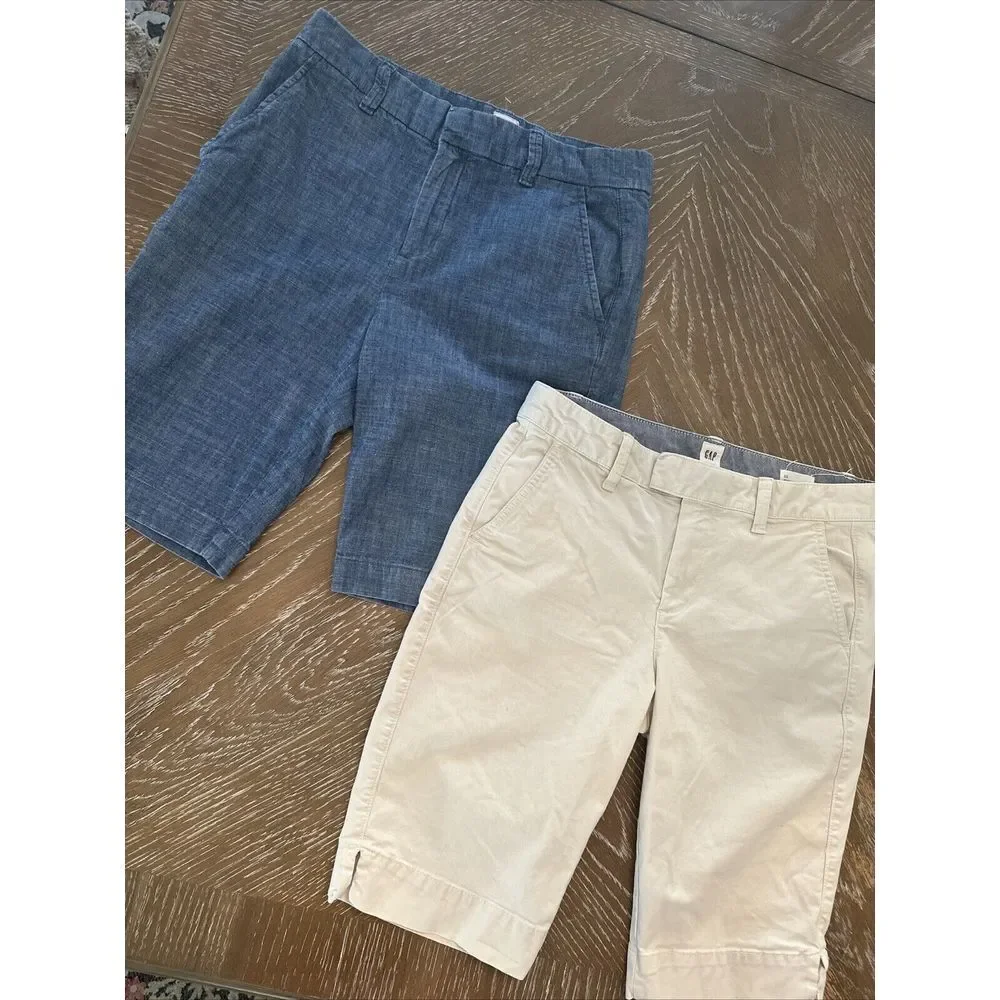 (2 Pair) GAP Size 2 BURMUDA BLUE /TAN Shorts‎ EXCELLENT & FAST SHIP - Picture 2 of 12